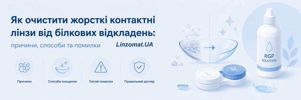 Ілюстрація до статті Як очистити жорсткі контактні лінзи від білкових відкладень: причини, способи та помилки
