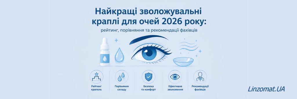 Ілюстрація до статті Найкращі зволожувальні краплі для очей 2026 року: рейтинг, порівняння та рекомендації фахівців