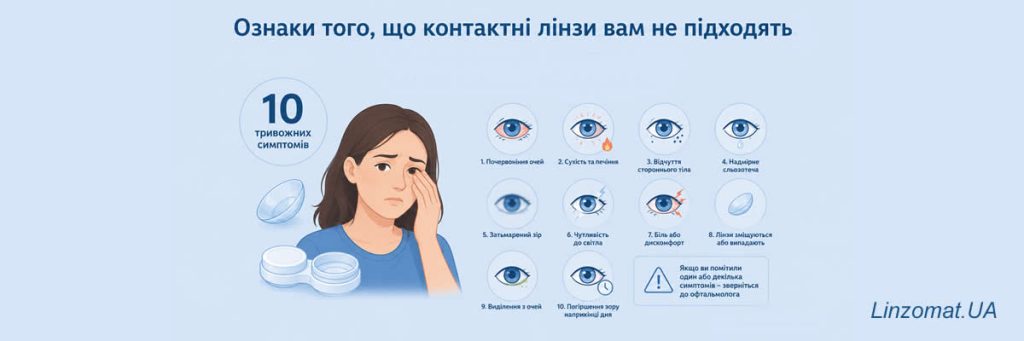 Ілюстрація до статті Ознаки того, що контактні лінзи вам не підходять: 10 тривожних симптомів, які не можна ігнорувати